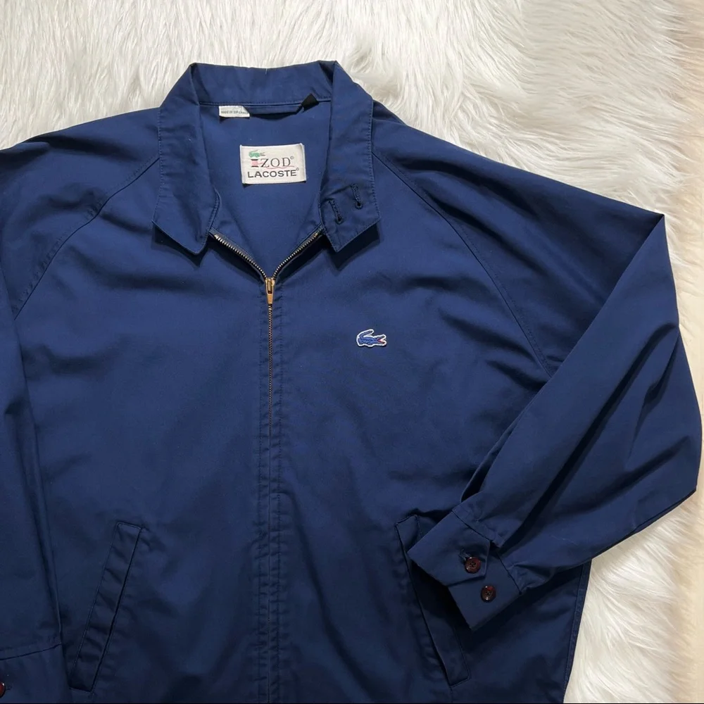 SOLD-Izod Jacket, Mens Navy Blue Alligator Logo Zip Up  Lightweight Jacket - Picture 4 of 9